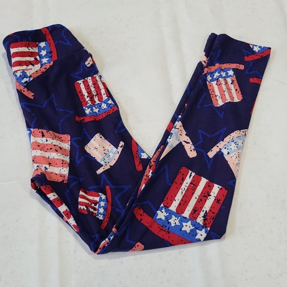 LULAROE 204 TWEEN UNCLE SAM'S HAT LEGGINGS